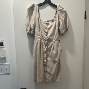 Old Navy Beige Button-Front Mini Dress